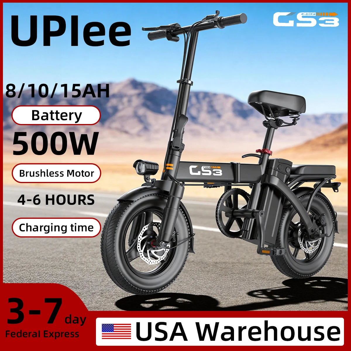 UPlee 500W Electric Bike With 48V 15Ah Battery Long Range