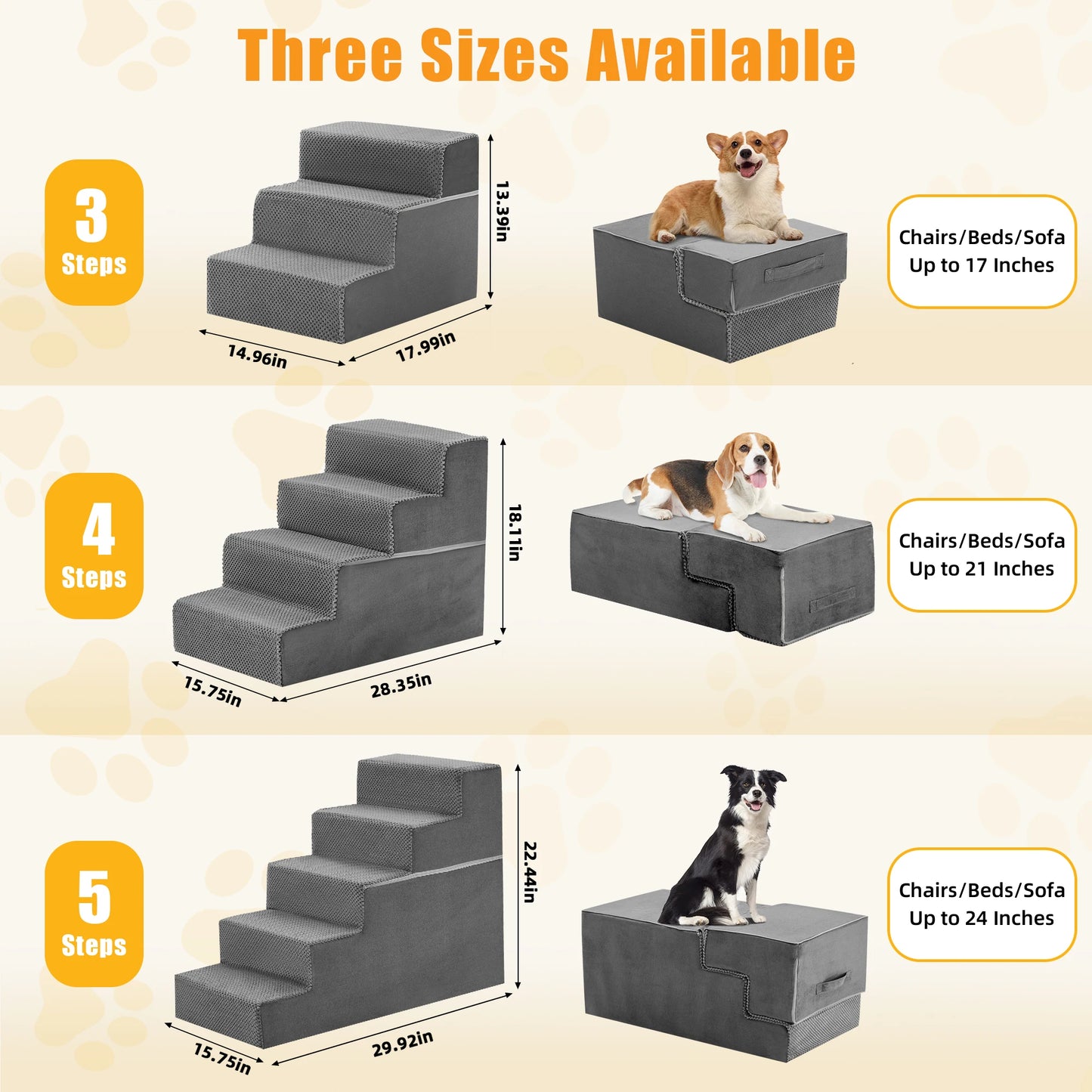Foam Dog Stairs Ramp For Small Dogs Indoor Non Slip