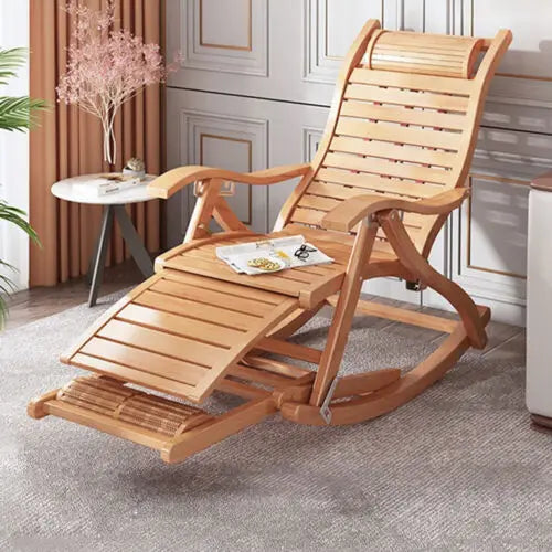 Heavy Duty Bamboo Folding Rocking Chair For Living Room Or Outdoor Use