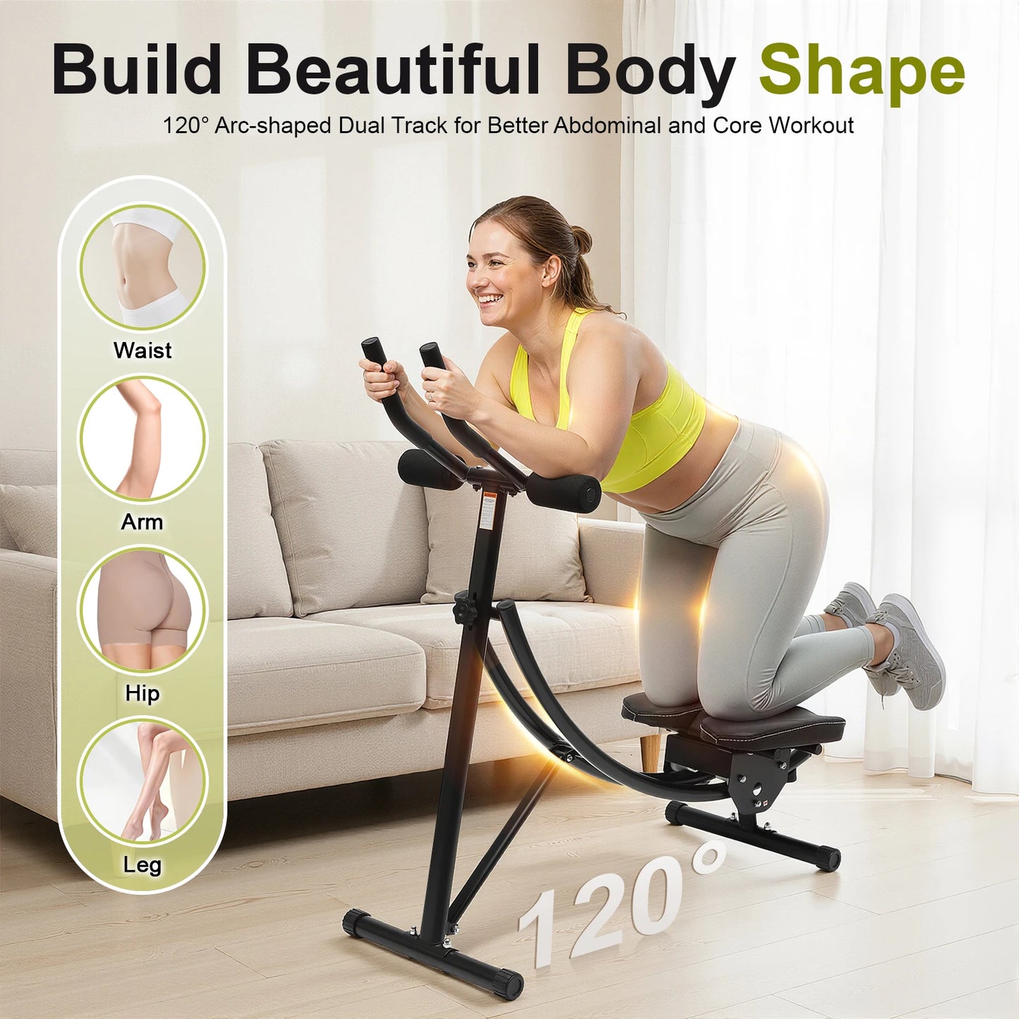 Foldable Ab Machine With Dual Arc Core Trainer And LED Display