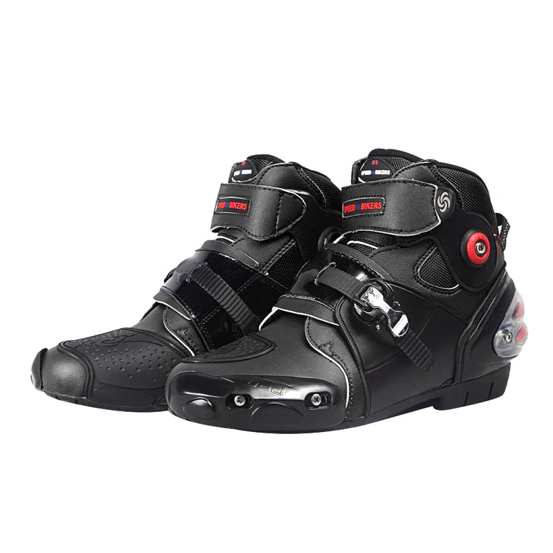 Men's Leather Motorcycle Shoes Breathable Ankle Boots For Spring Summer