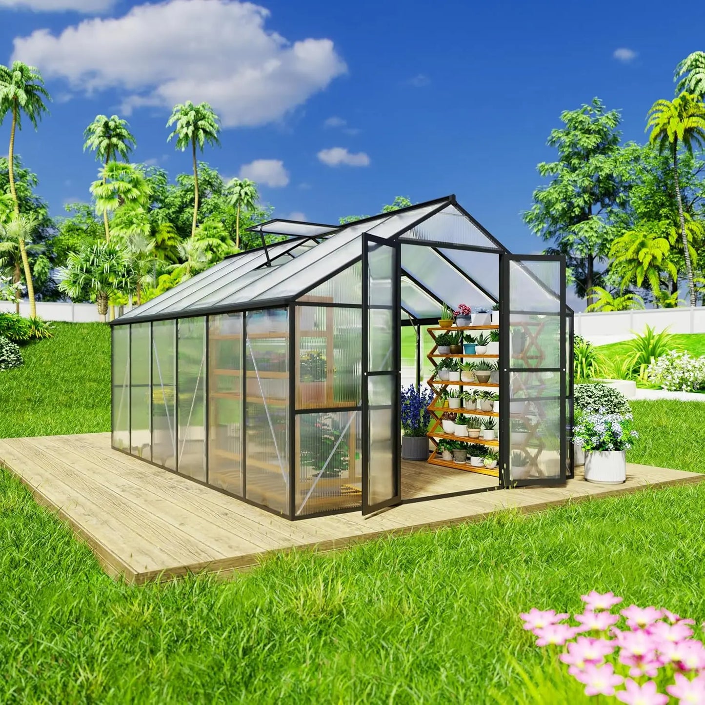 Heavy Duty Outdoor Greenhouse With Aluminum Frame And Polycarbonate Panels