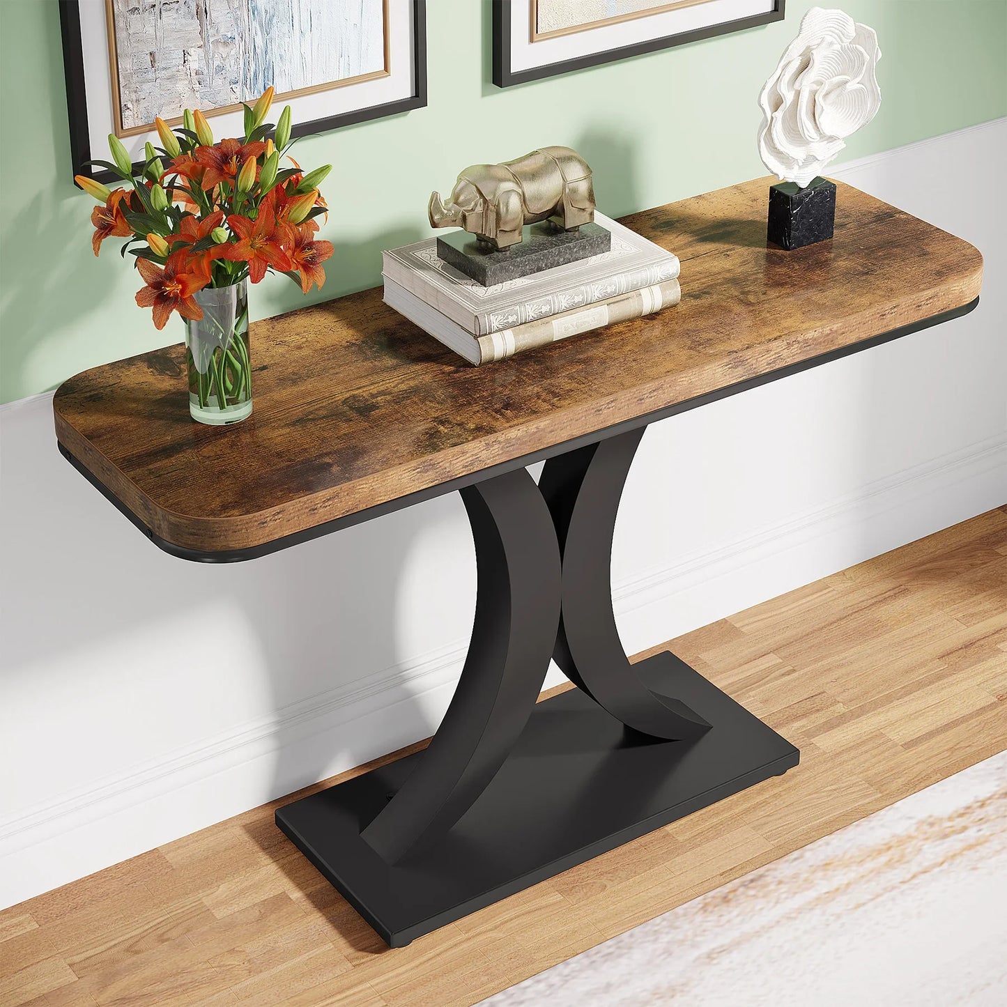 Tribesigns Industrial Console Table With Geometric Base