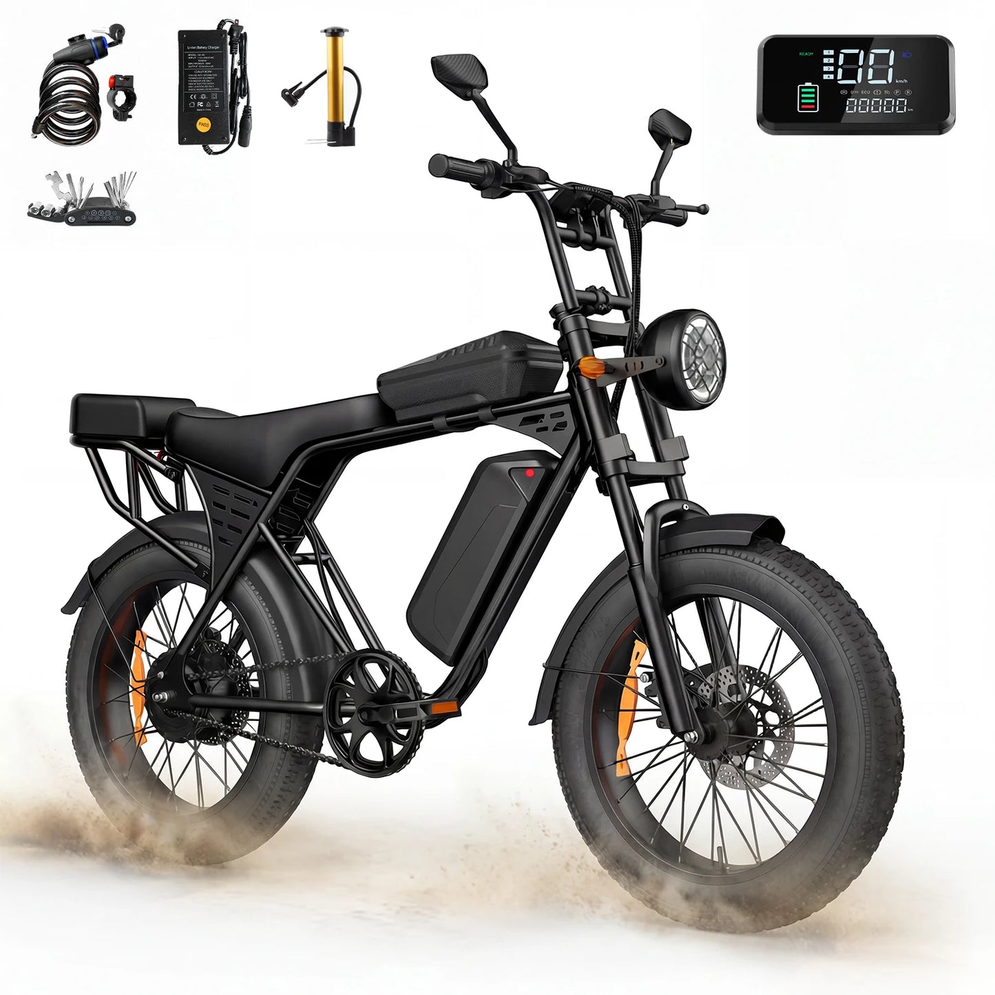 20 Inch Electric Fat Tire Mountain E Bike With 750W Motor