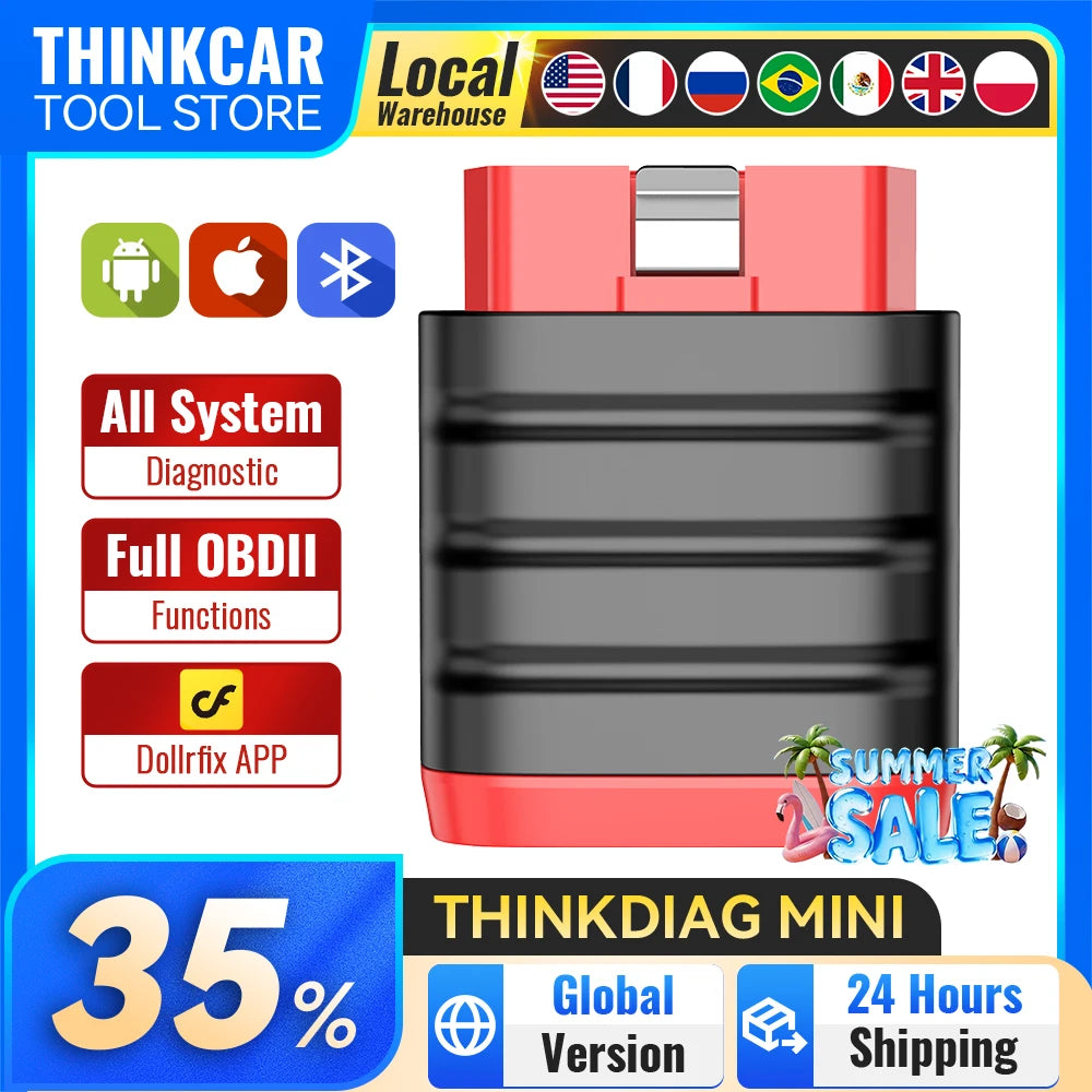 THINKCAR Thinkdiag Mini Bluetooth OBD2 Scanner Diagnostic Tool Full-System Car Scanner Check Engine Light Fault Code Reader Tool