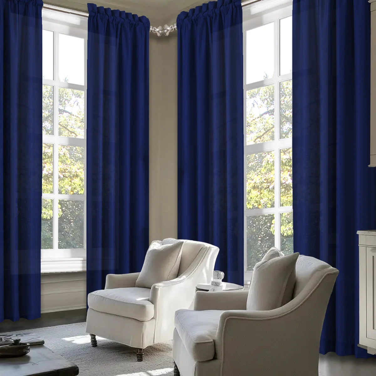 Sabalanica Light Filtering Polyester Curtains Rod Pocket Set