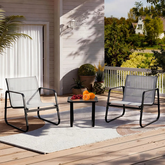 JHK 3 Piece Outdoor Metal Patio Furniture Set With Table
