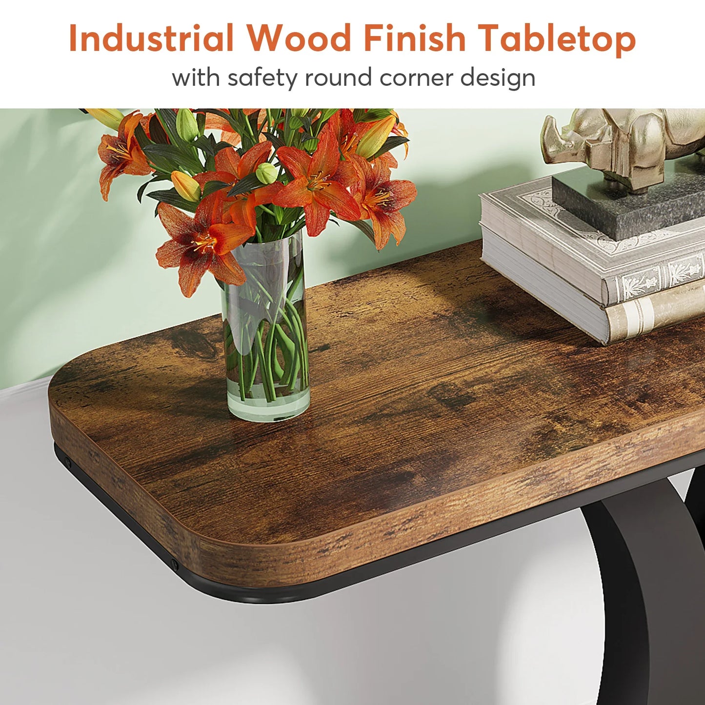 Tribesigns Industrial Console Table With Geometric Base