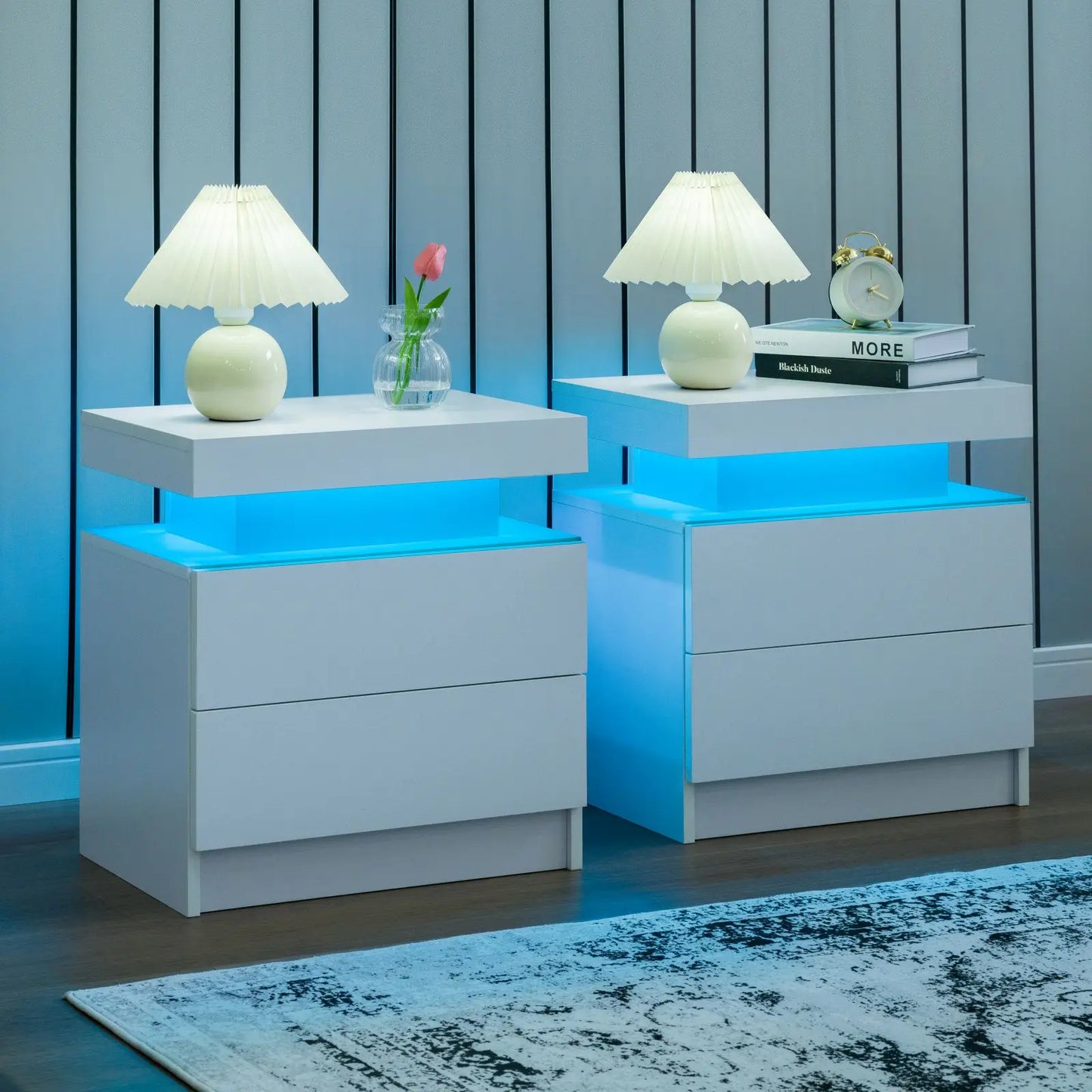 Cubehom Modern Morocco Base LED Nightstand Set Of 2