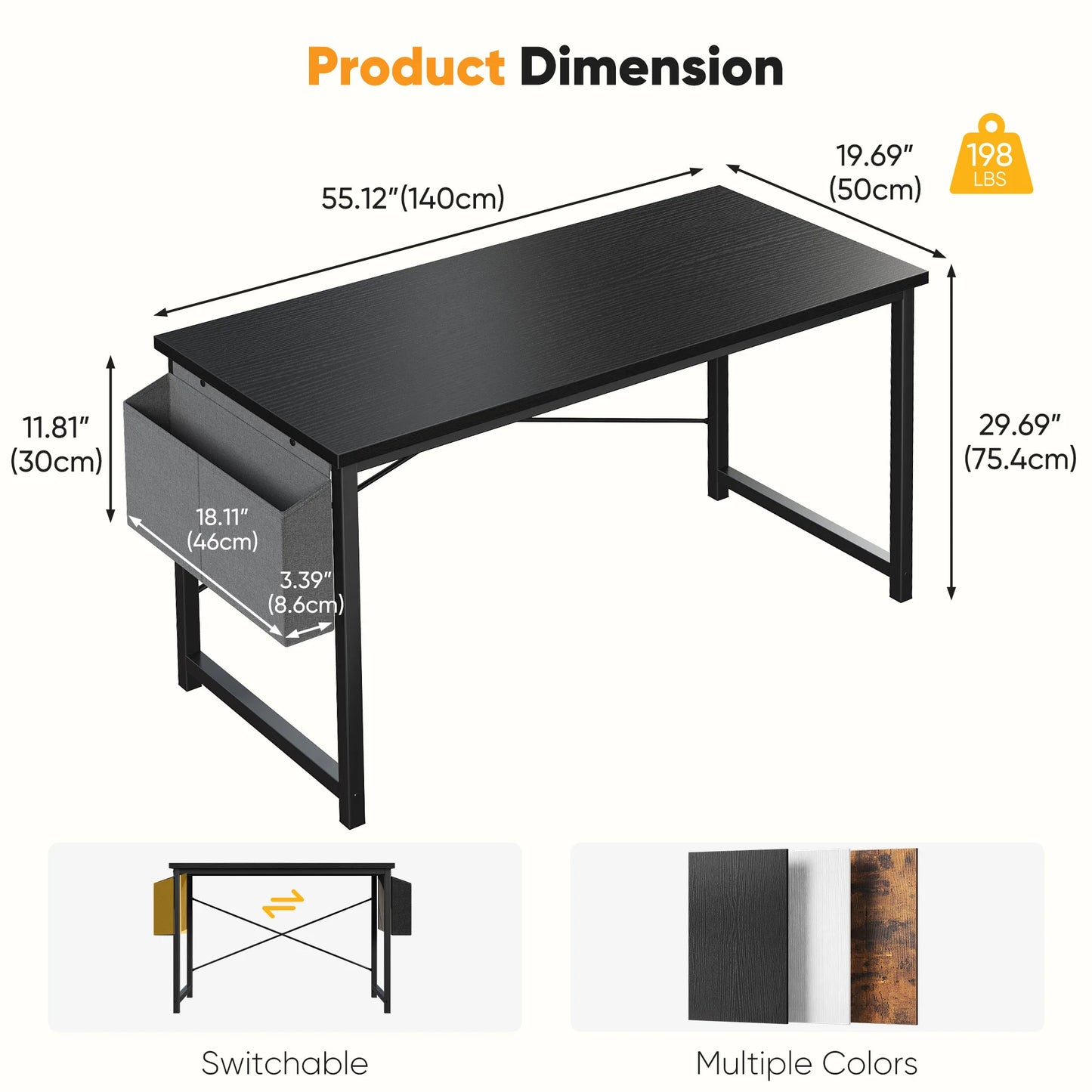 JHK 55 Inch Computer Office Desk With Storage Bag