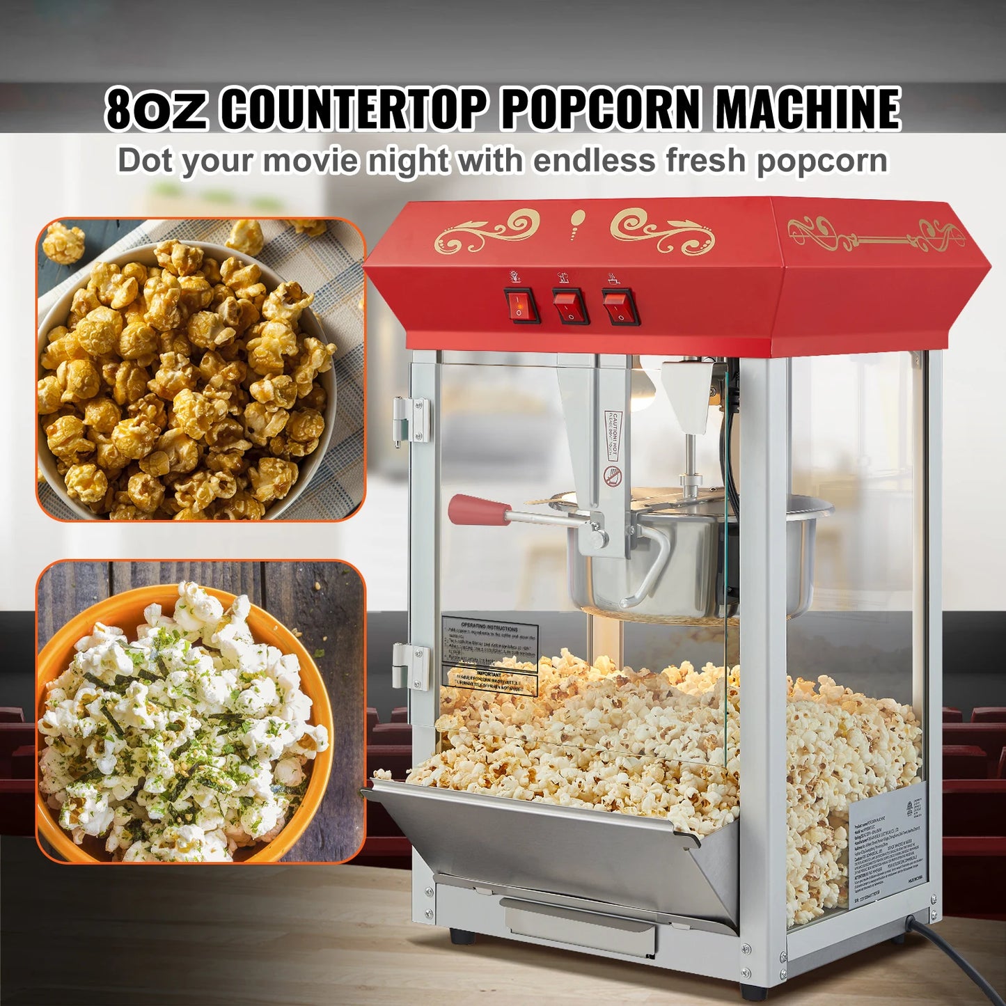 SucceBuy Commercial Popcorn Maker Automatic Popper Machine