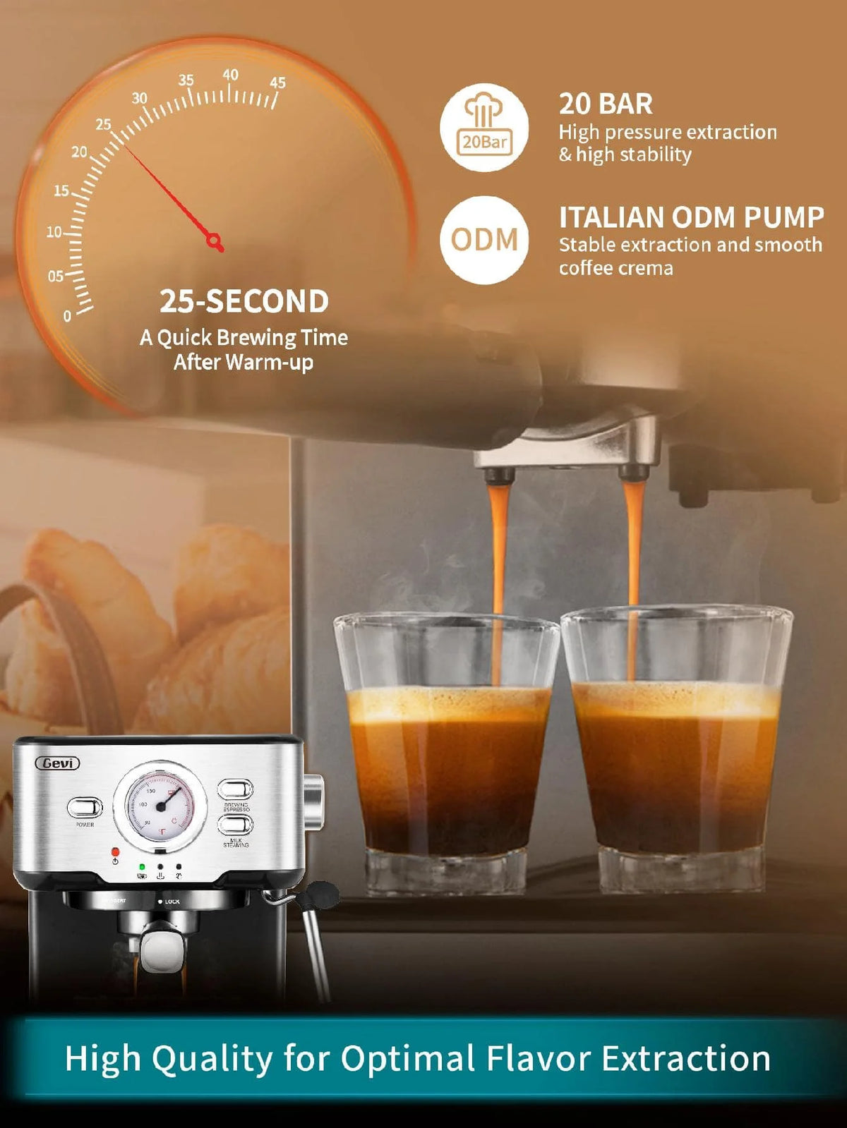 Professional 15 Bar Espresso Machine With Milk Foaming Steam Wand