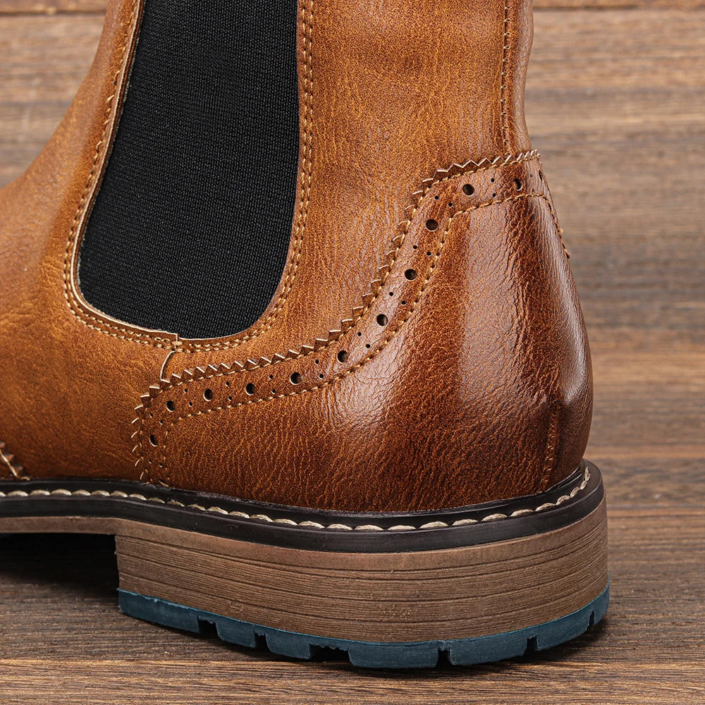 Hecrafted Men Chelsea Ankle Boots Leather Comfort Slip Resistant
