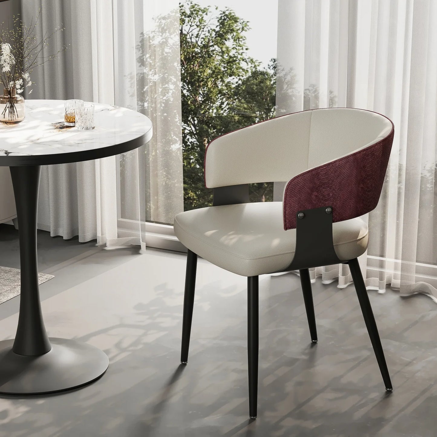 Modern Stylish Padded Dining Chair With Metal Frame