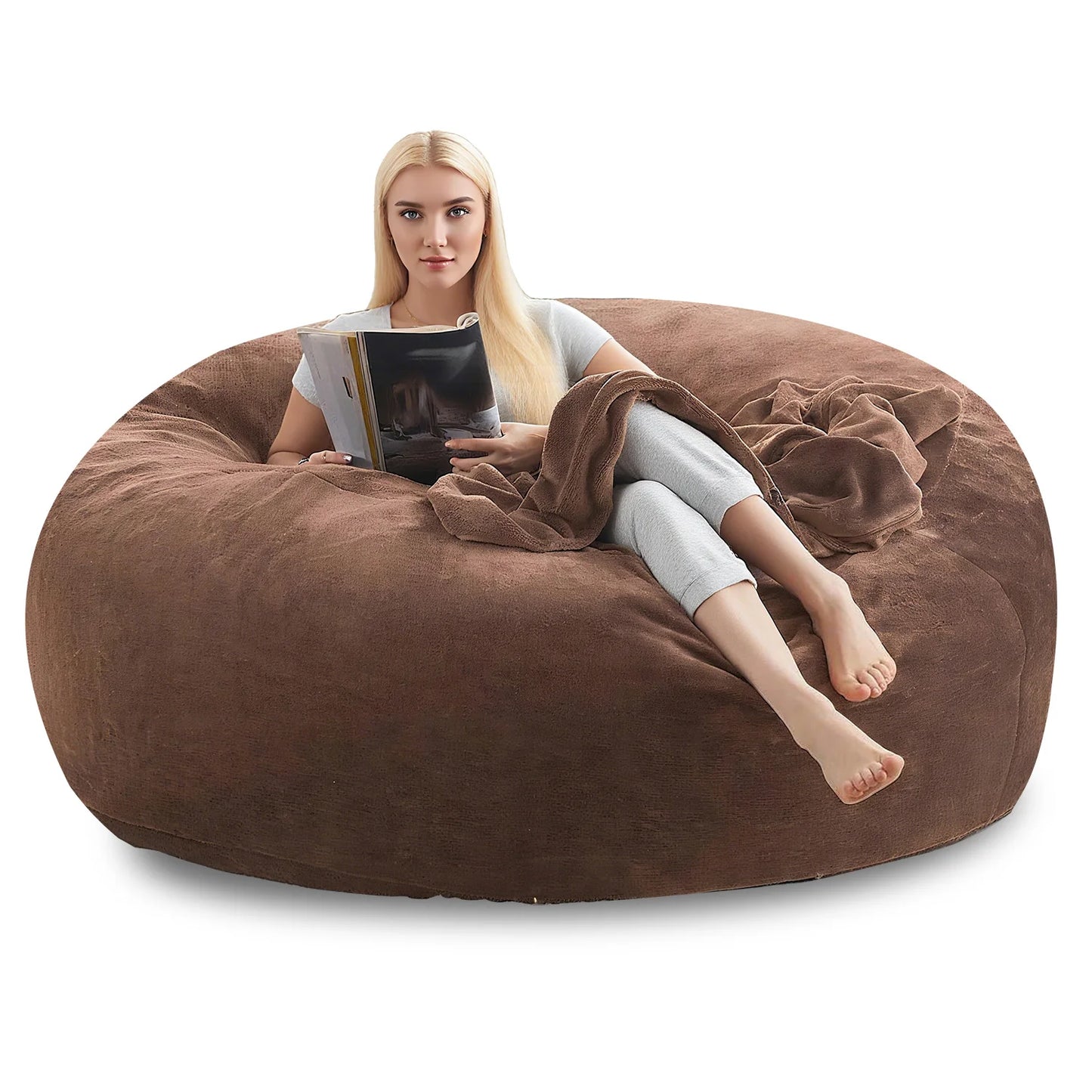 Memory Foam Beanbag Chair With Washable Flannel Cover For Reading