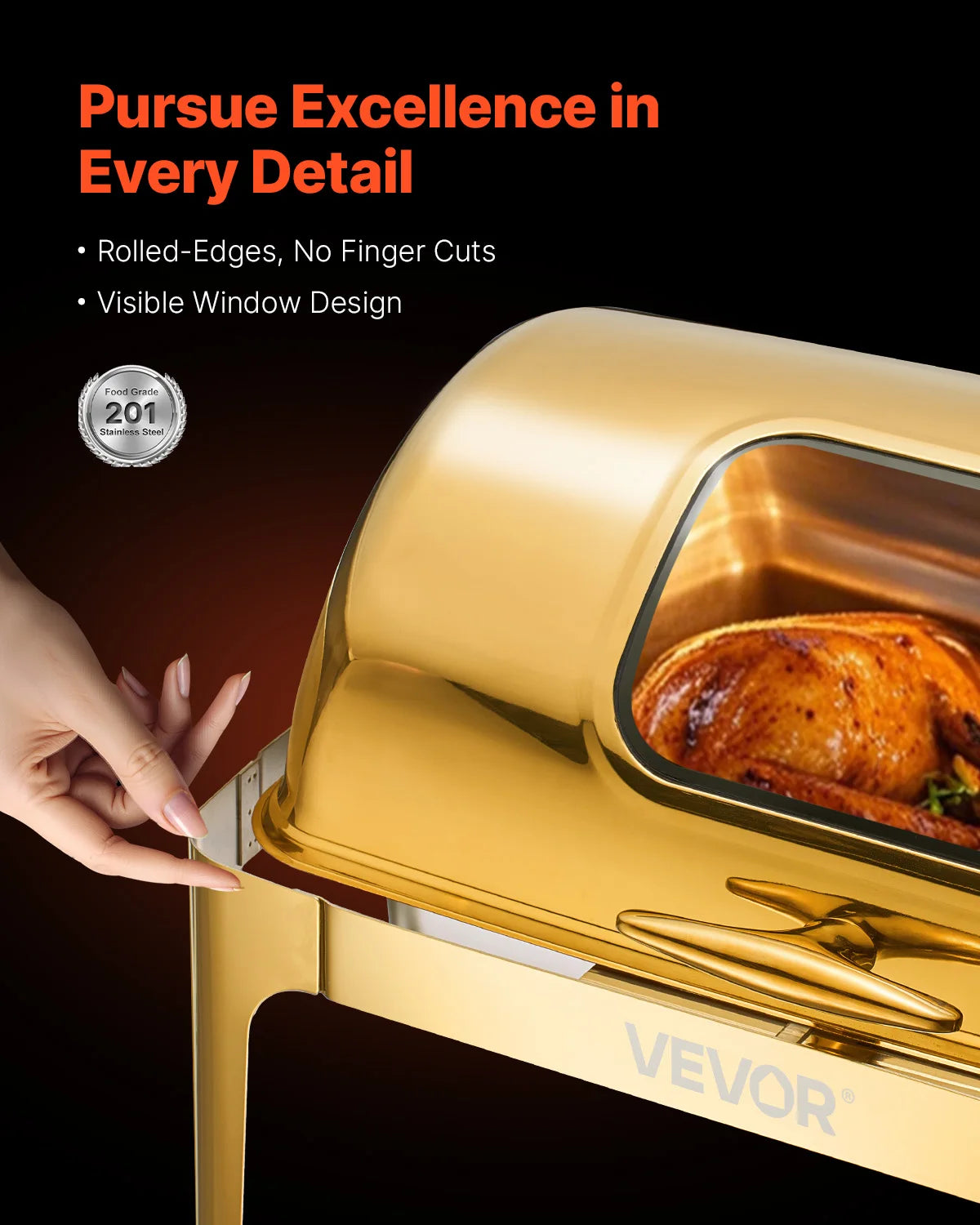 SucceBuy 9Qt Roll Top Chafing Dish Buffet Server Stainless Steel