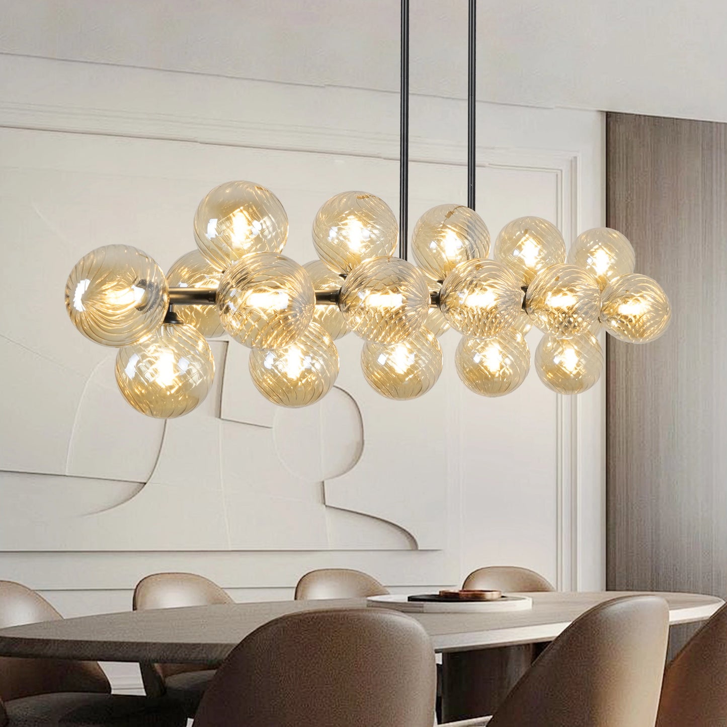 Sputnik Bubble Glass Chandelier 21 Lights For Dining Room