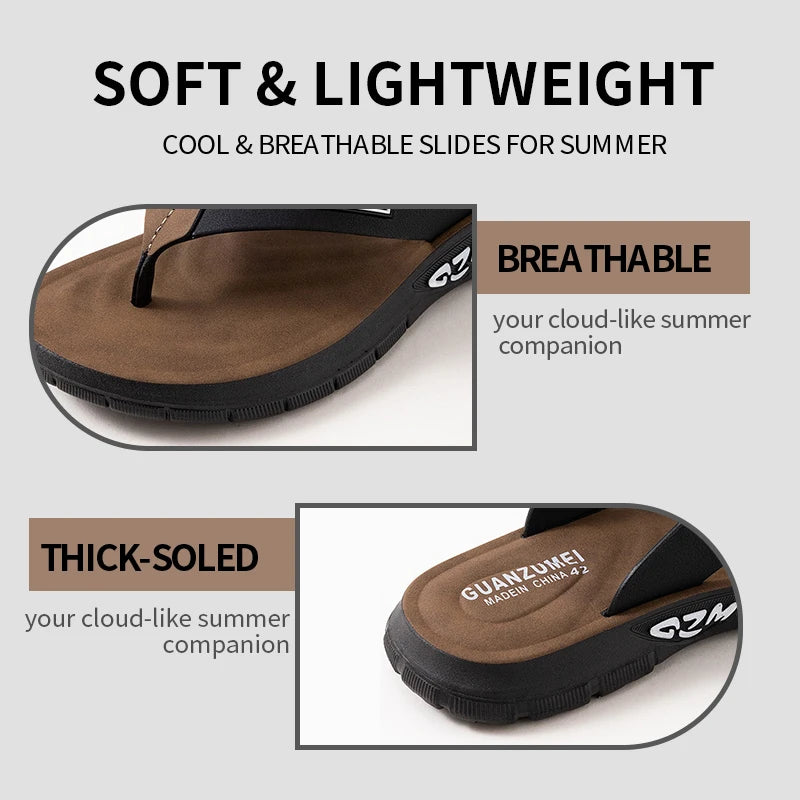 Men's Beach Slippers Anti-Slip Wear-Resistant Thick Sole PVC Sandals