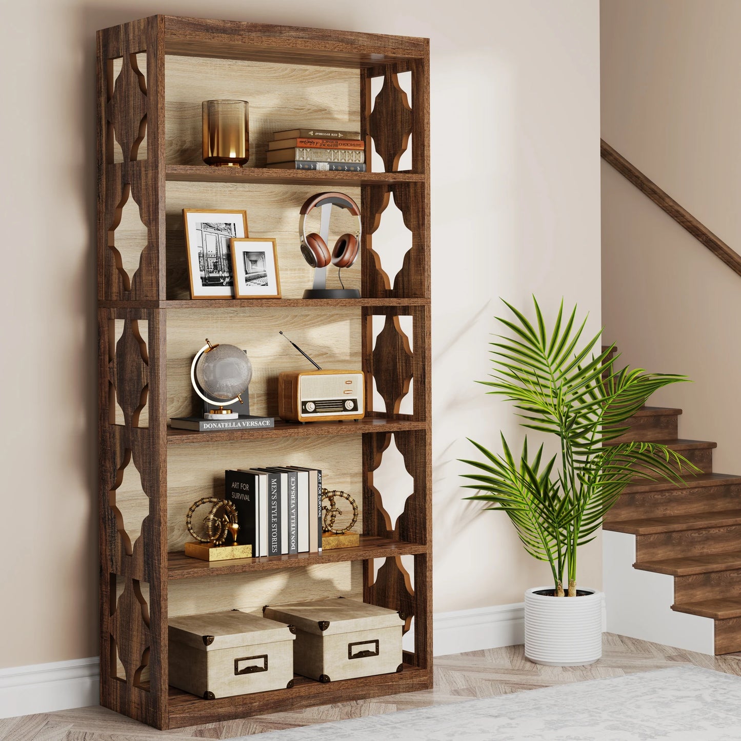 Tribesigns Industrial Bookcase Five-Shelf Floor Standing
