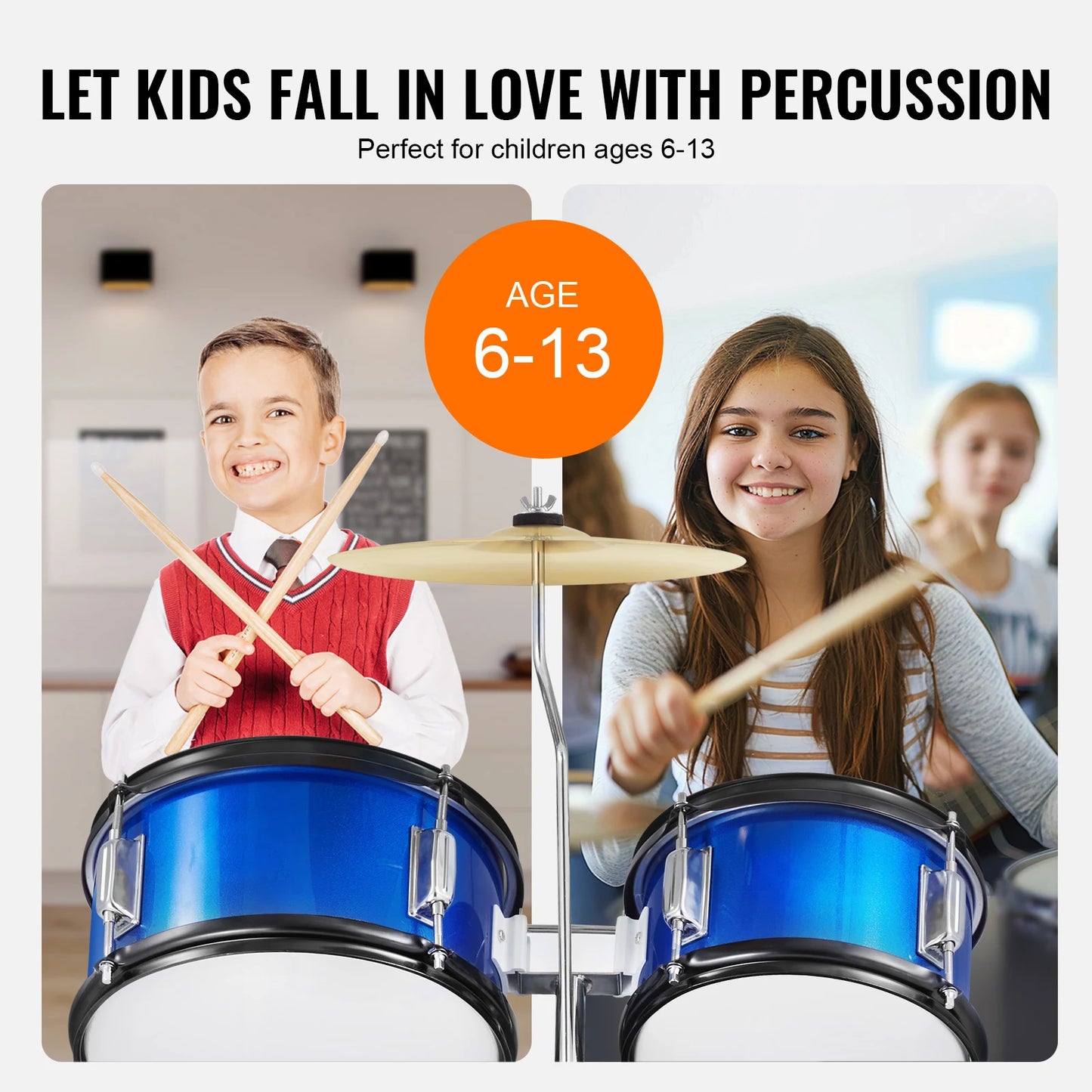 SucceBuy 5-Piece Kids Drum Set With Bass Toms Snare