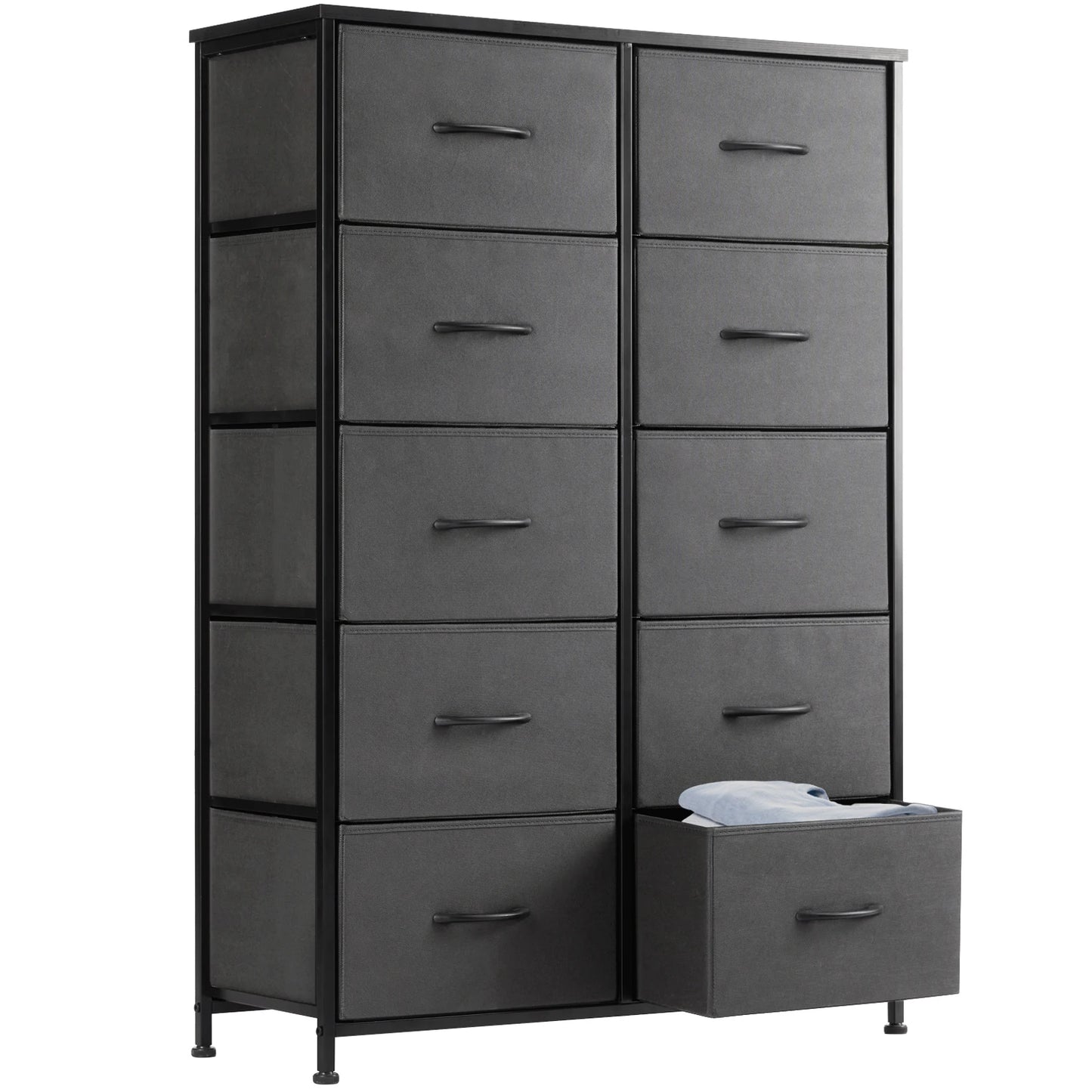 JHK Steel Frame Wardrobe With 10 Fabric Drawers