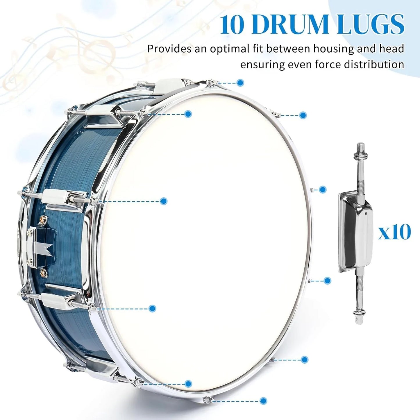 Snare Drum Set With Drumstick Holder And Bag For Student