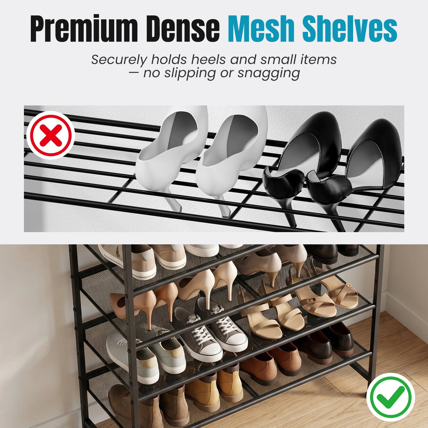 JHK 5 Tier Metal Shoe Storage Cabinet with Adjustable Shelves