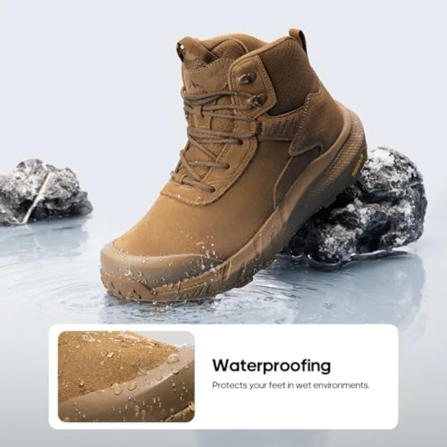NORTIV 8 Waterproof Leather Military Tactical Work Boots For Men