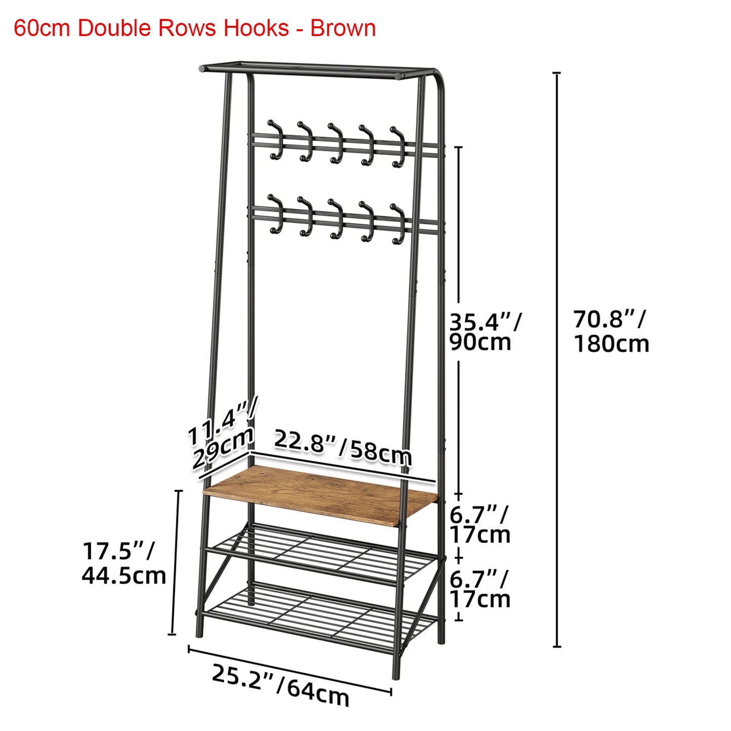 TWISTER.CK Coat Rack Shoe Bench 4 In 1 Hall Tree With Steel Frame
