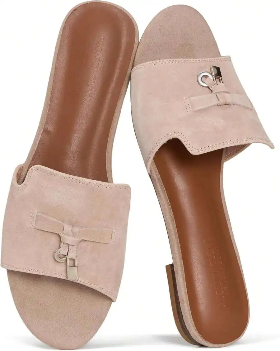 Women Suede Slide Sandals With Memory Foam Insole Non Slip