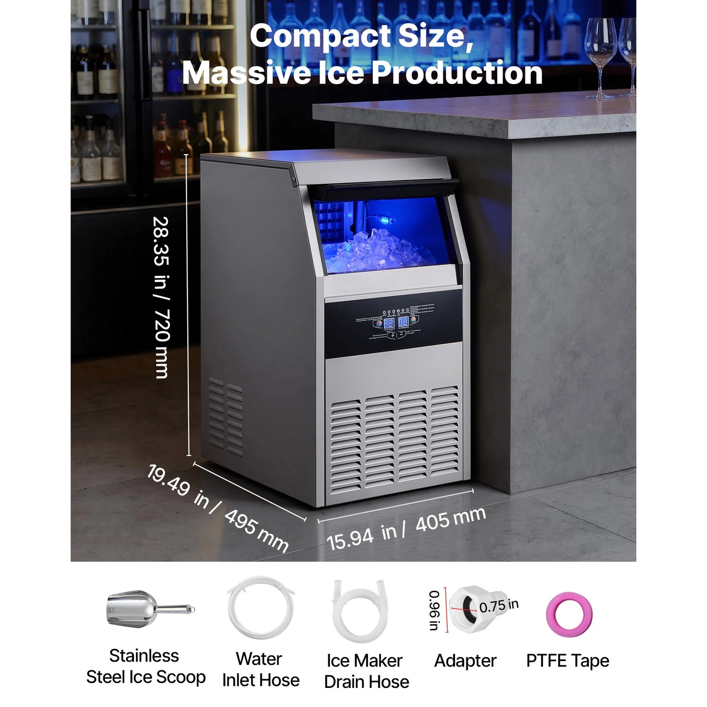 SucceBuy Commercial Ice Maker Machine 80lbs To 440lbs 24 Hours Stainless Steel