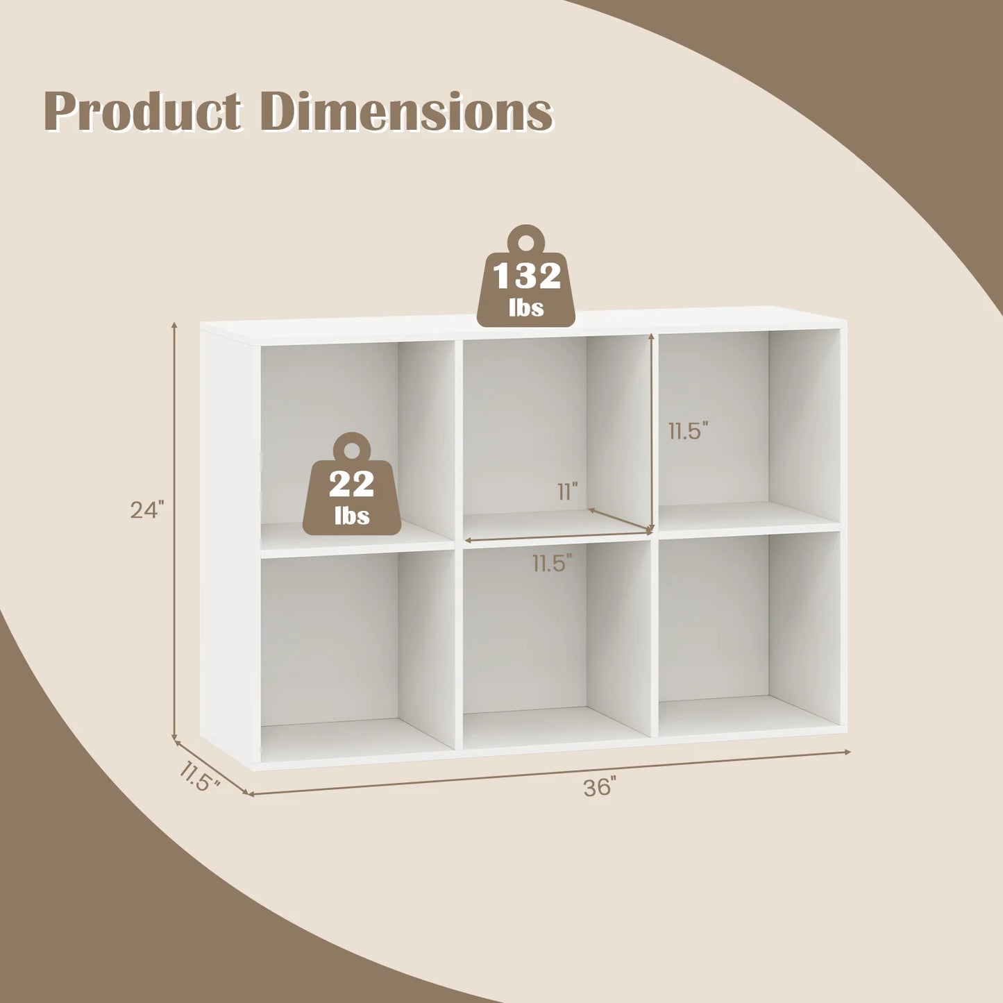 HOMASIS Six Cube Bookcase Modern Three Tier Storage Organizer