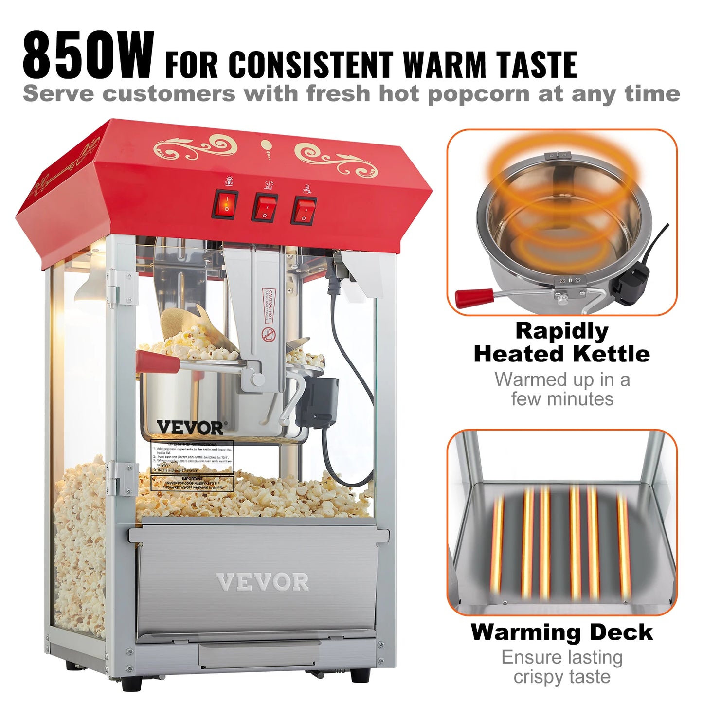 SucceBuy Commercial Popcorn Maker Automatic Popper Machine
