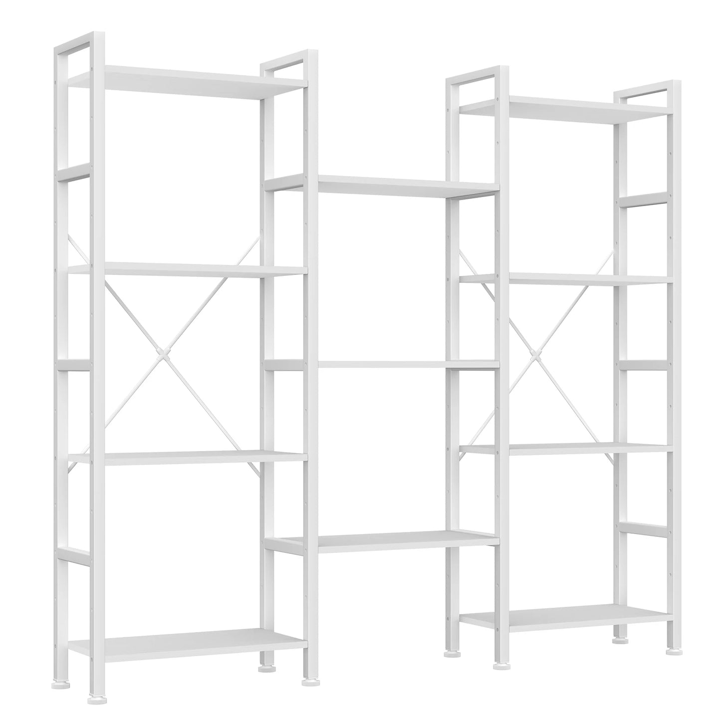 JHK 4 Tier Wide Display Bookshelf Combination Adjustable Shelf Storage Standing Shelf Stable Frame Graduated Shelves for Home