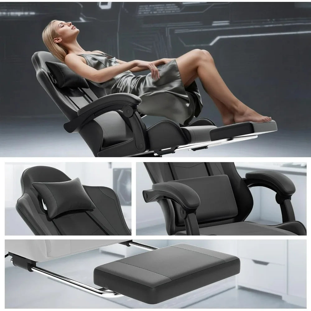 Athena Collection Carbon Fiber Gaming Chair With Ergonomic Footrest