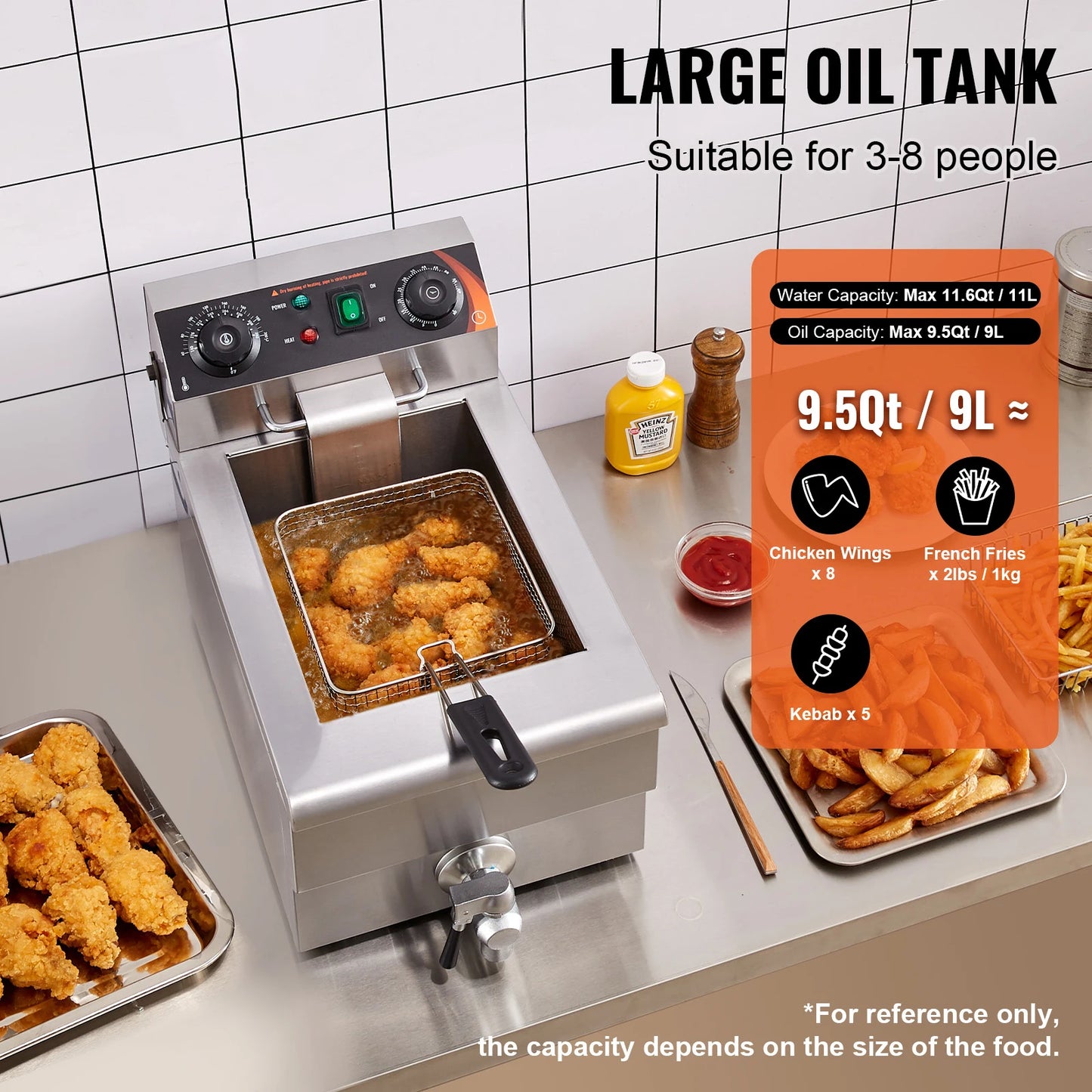 SucceBuy Commercial Electric Countertop Deep Fryer With Temperature Control
