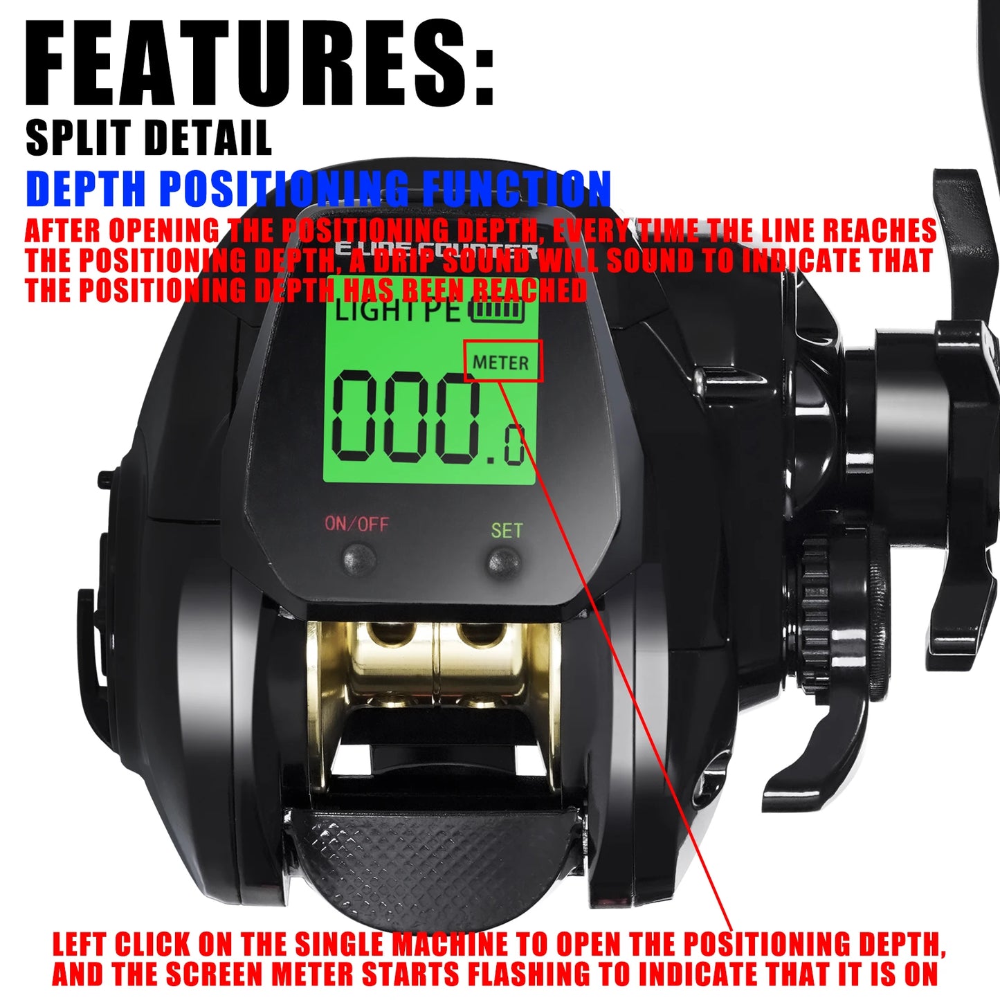 SAMOLLA Electric Baitcasting Fishing Reel With Large LED Display Saltwater