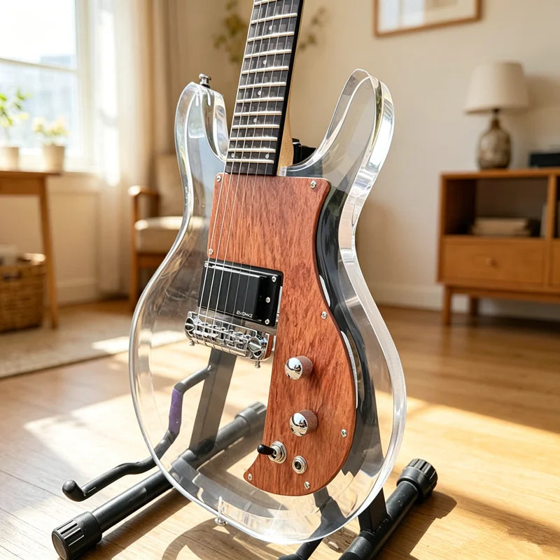 Electric guitar 6 Strings 23 Frets Rosewood Fingerboard, Transparent Acrylic Body Maple Neck guitar,Live guitar performance ,Beginner Friendly Guitar,Practice guitar