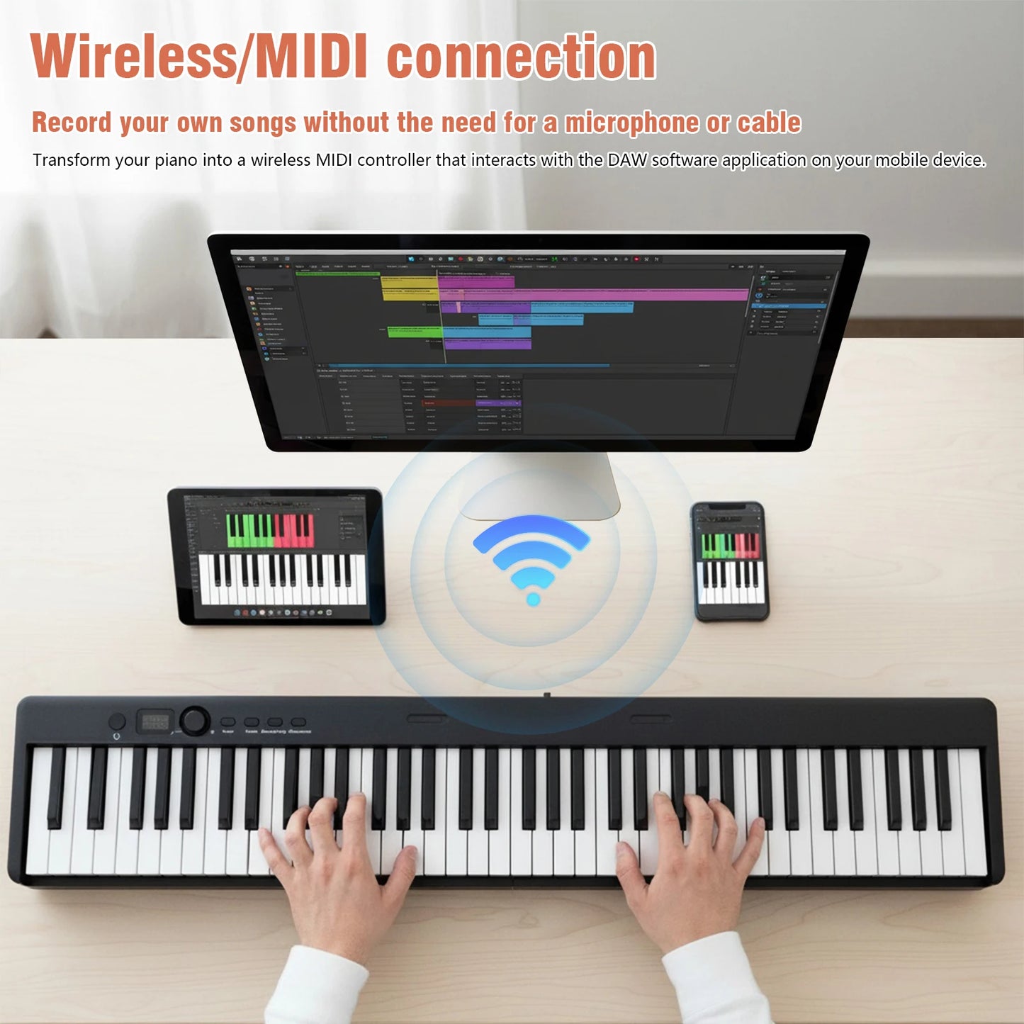 Portable 88 Key Folding Piano Keyboard With Carry Case