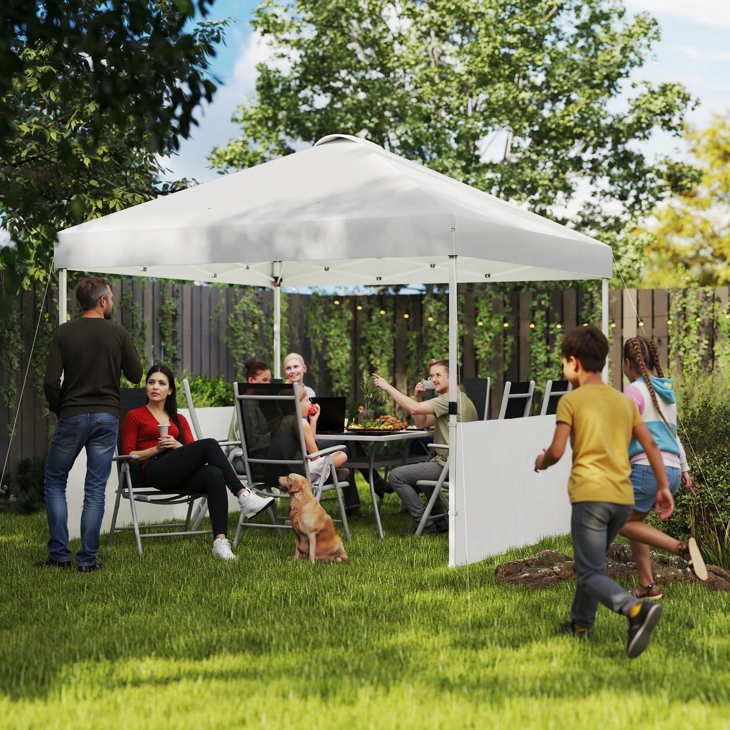 10' X 10' Pop up Canopy Tent with 2 Half Sidewalls, White