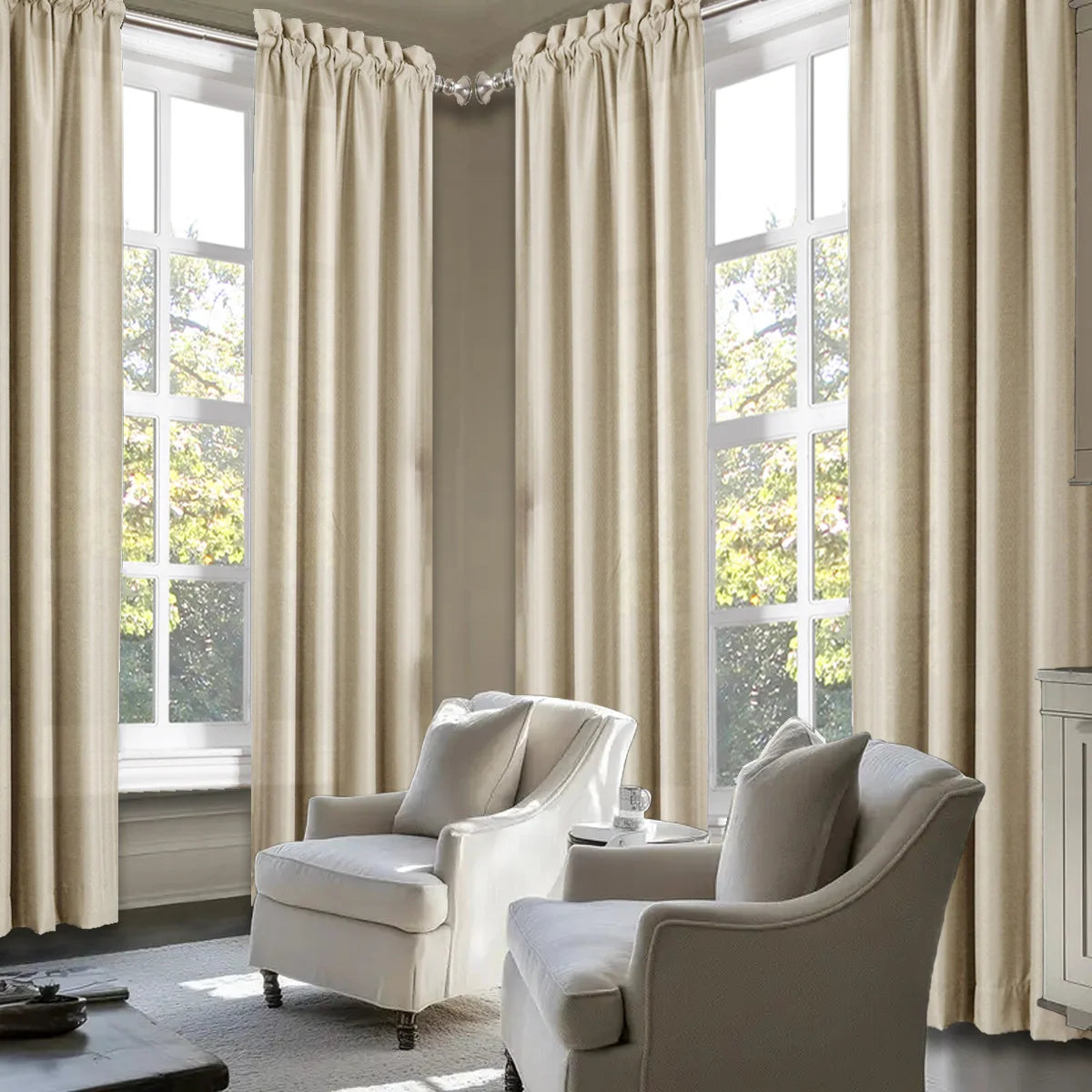 Sabalanica Light Filtering Polyester Curtains Rod Pocket Set