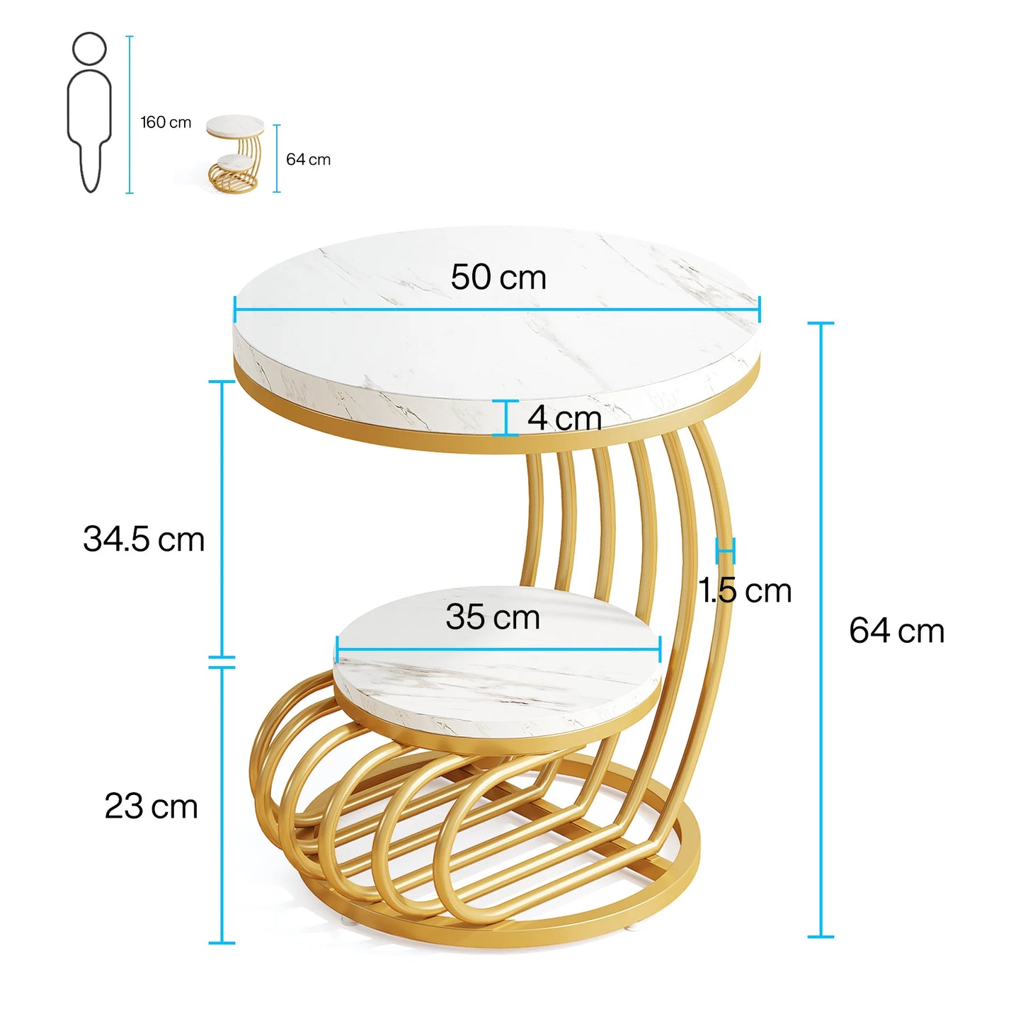 Tribesigns Round End Table With Storage Shelf Modern Nightstand