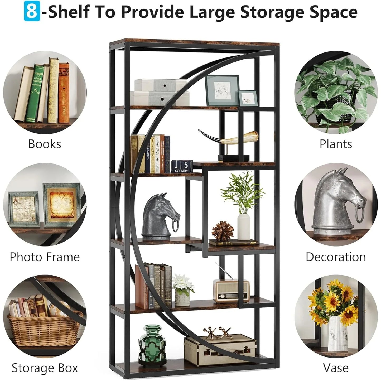 Little Tree Industrial FiveTier Etagere Bookcase Display Shelf