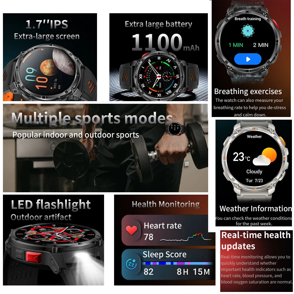 T Rex3 Pro Smartwatch GPS 5ATM Waterproof Outdoor Compass Tracker