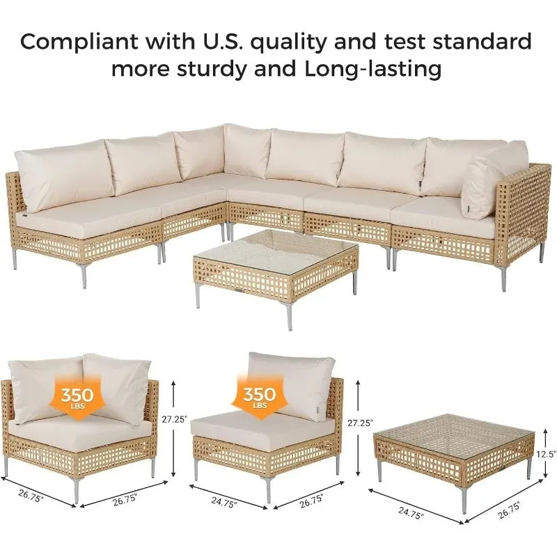 Boho Outdoor Conversation Set In Wicker With Water Resistant Cushions