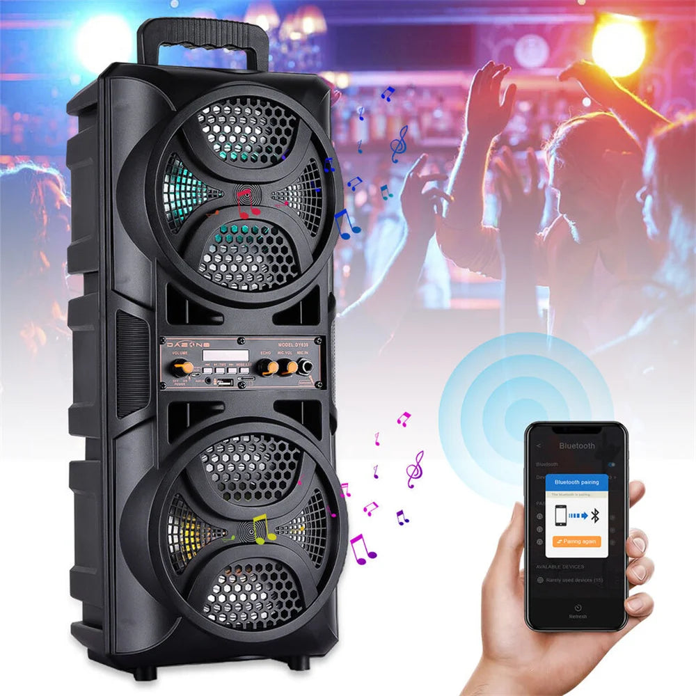 Portable 3000W Bluetooth Speaker Subwoofer Heavy Bass Sound System Party DJ Karaoke Remote & MIC