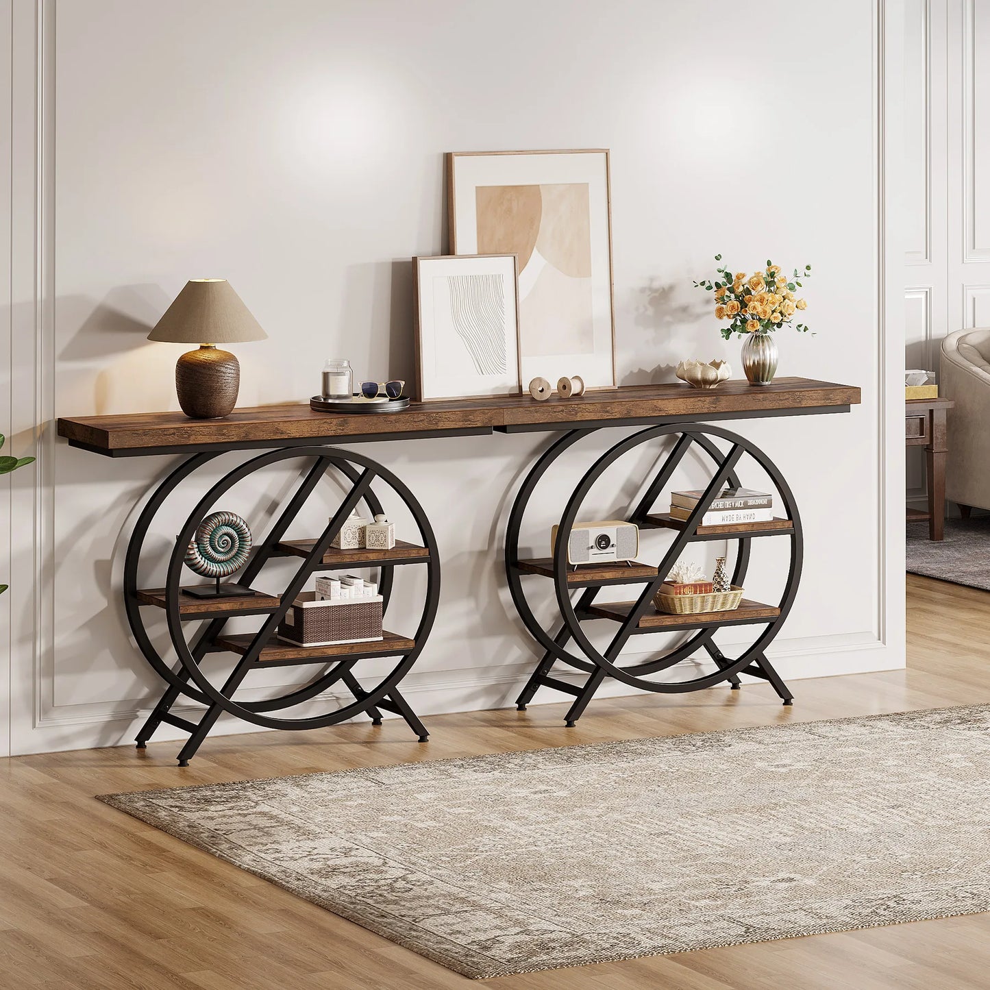 Tribesigns Console Table Industrial 4 Tier Narrow Entryway Sofa Table