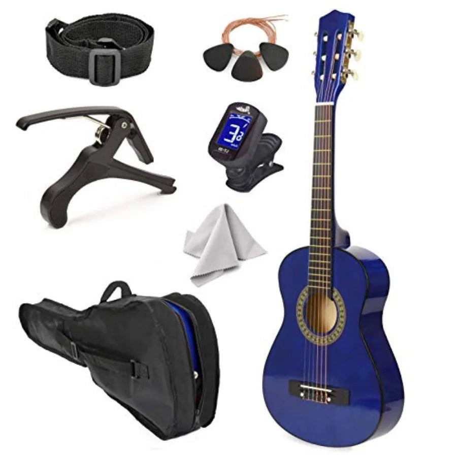 30 Left Handed Wood Guitar with Case and Accessories for /Girls/Boys/Teens/Beginners Blue