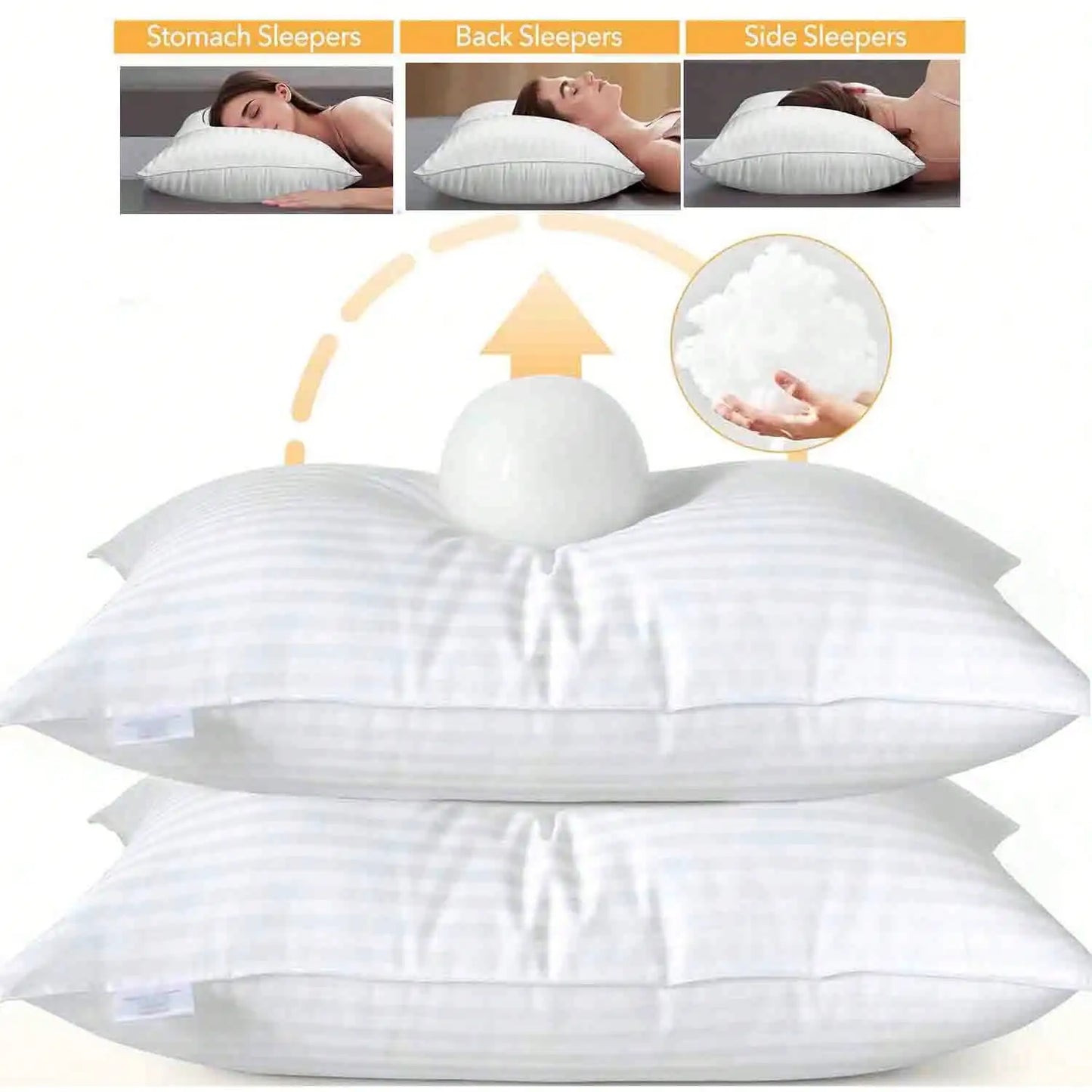 Deluxe Hotel Quality Pillow With Hypoallergenic Down Alternative Neck Support