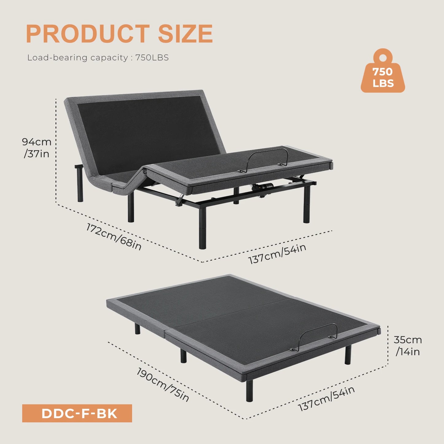 JHK Electric adjustable Zero Gravity Bed With USB Ports